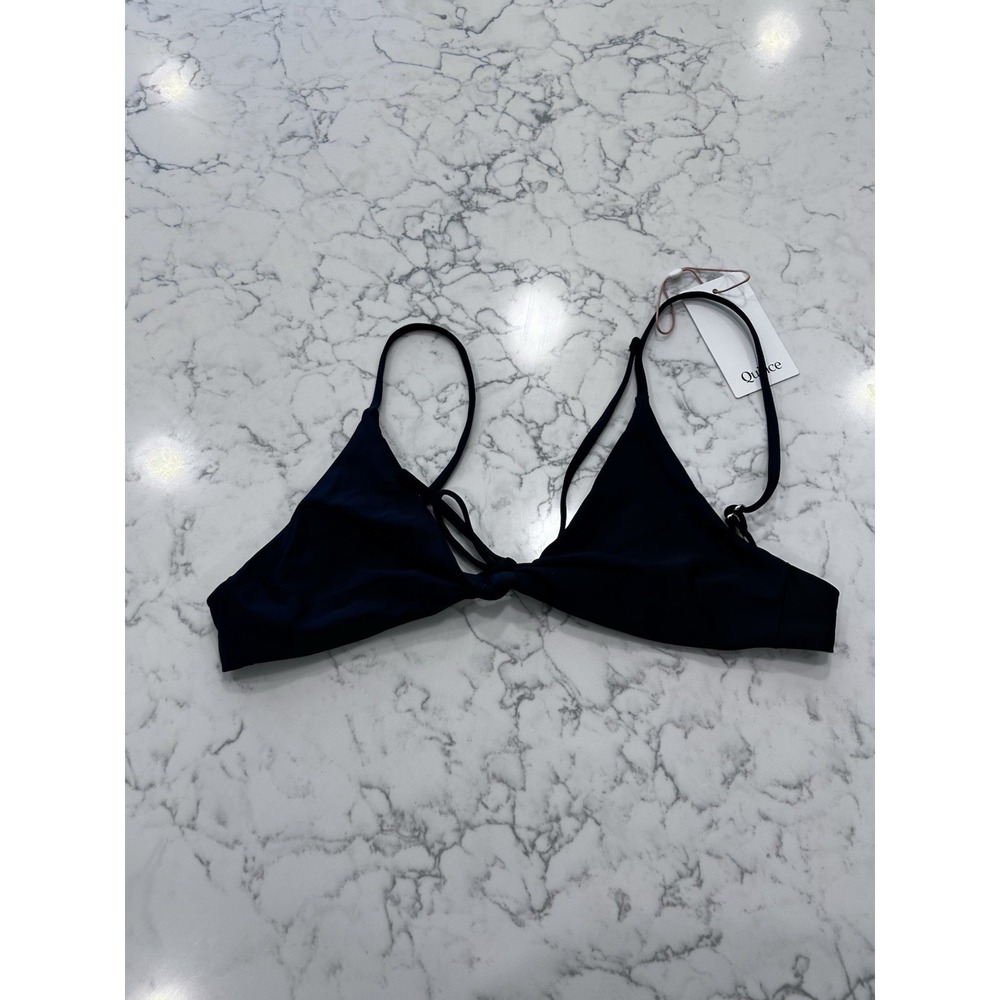 NWT Quince Black Knot Tie Front Bikini Top Size Medium